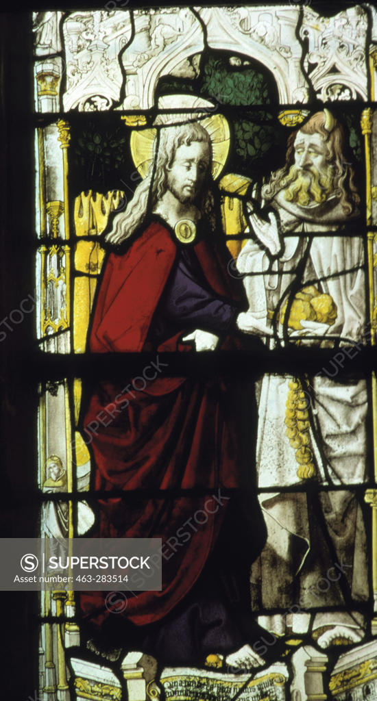 Stock Photo: 463-283514 Temptation of Christ / Stained glass