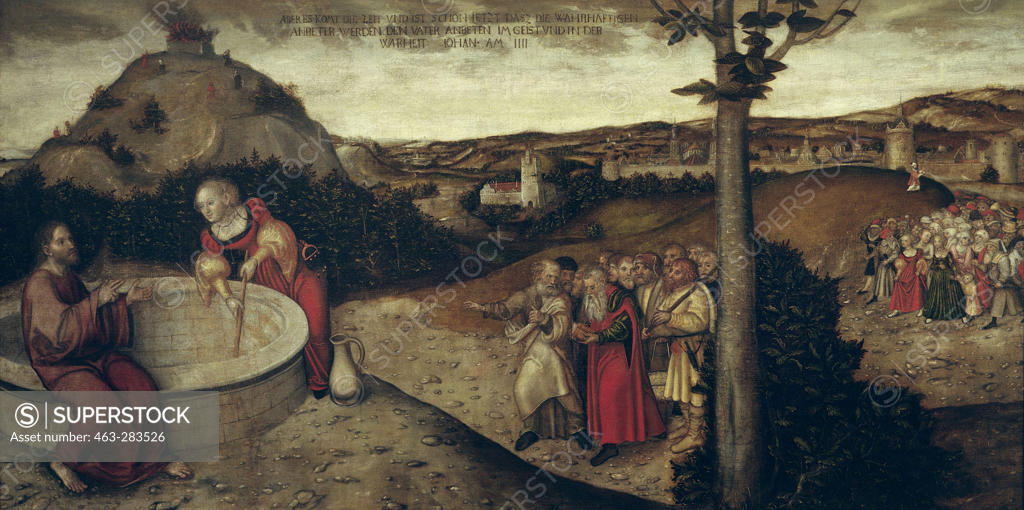 Stock Photo: 463-283526 Christ & samaritan woman / Cranach t.E