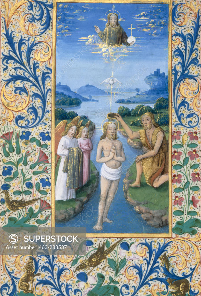 Stock Photo: 463-283537 Jesus Baptism / Illumination / 1490