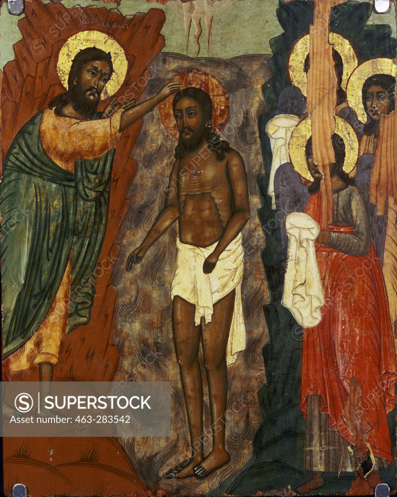 Stock Photo: 463-283542 Baptism of Christ / Icon / 18th century