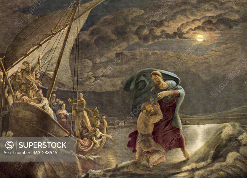 Stock Photo: 463-283545 Christ walks on the sea / Runge / 1806/7