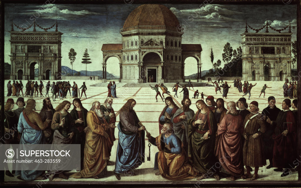 Stock Photo: 463-283559 Perugino / Giving the key to Peter