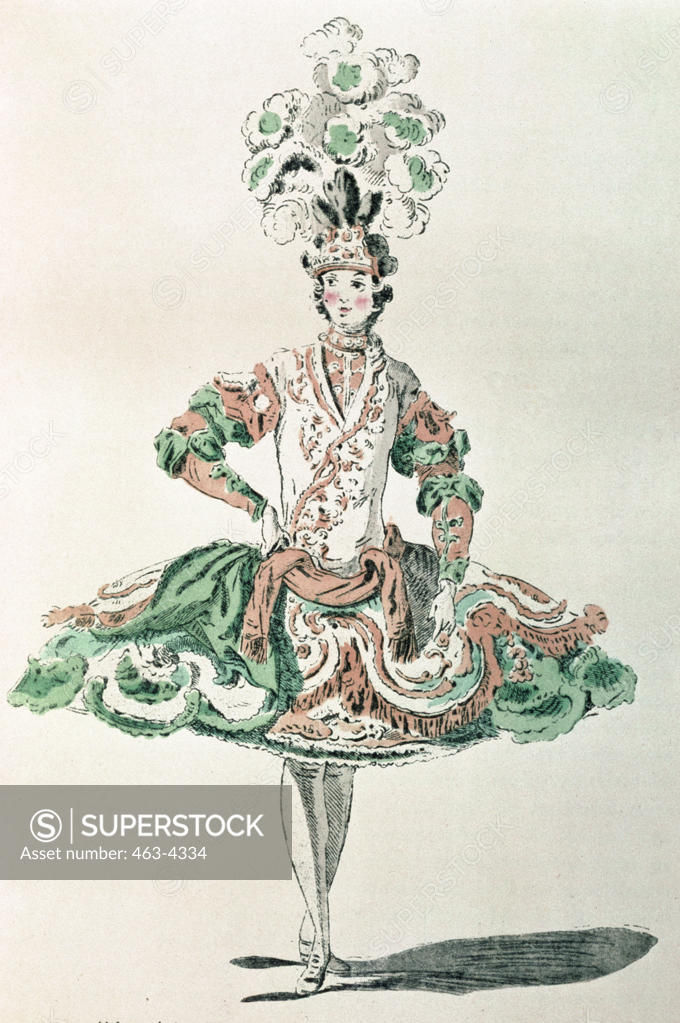Stock Photo: 463-4334 Dancer Laval as a Greek,  artist unknown,  drawing,  1750