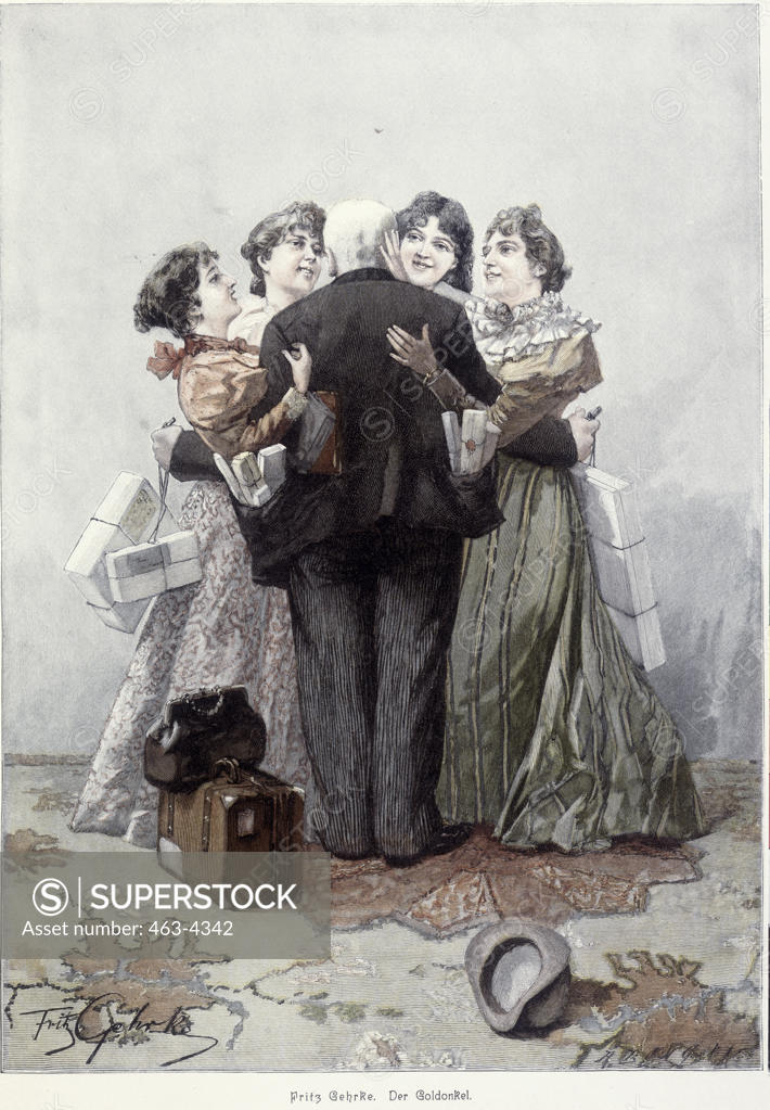Stock Photo: 463-4342 The Rich Uncle 1897 Artist Unknown Colored wood engraving