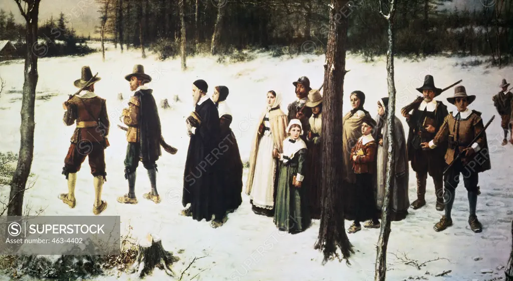 The First Thanksgiving Day by George Henry Boughton,  1833-1905,  American,  oil on canvas,  1867
