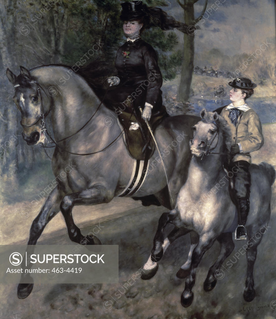 Stock Photo: 463-4419 A Morning Ride in the Bois De Boulogne by Pierre Auguste Renoir,  1841-1919,  French,  oil on canvas,  Germany,  Hamburg Kunsthalle,  1873