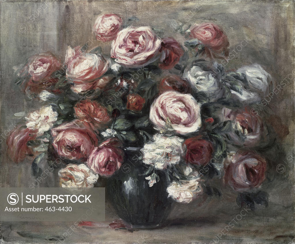 Stock Photo: 463-4430 Rose Still Life  Pierre Auguste Renoir (1841-1919 French) Oil on canvas Museum der Bildenden Kunste, Leipzig, Germany