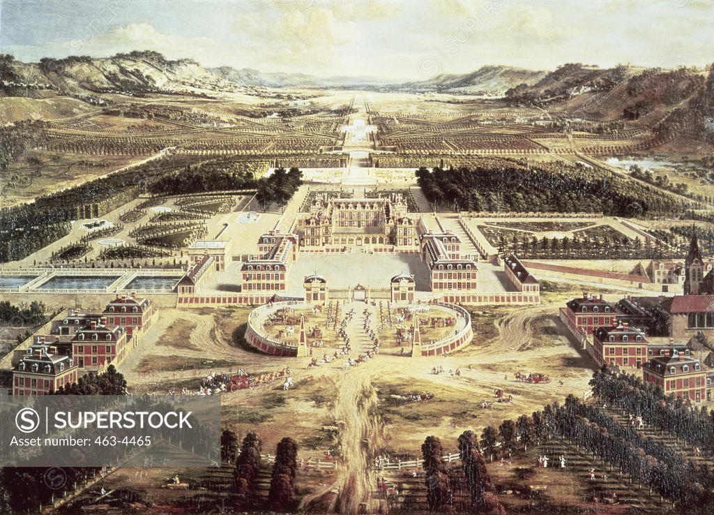 Stock Photo: 463-4465 Versailles-Bird's Eye View of Palace 1668 Pierre Patel I (ca. 1605-1676 French)
