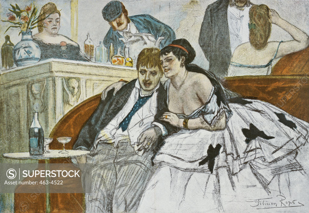 Stock Photo: 463-4522 The Intoxicated Person 19th C. Félicien Joseph Victor Rops (1833-1898 Belgian) Pastel