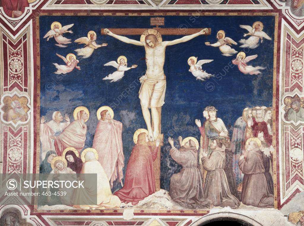 Stock Photo: 463-4539 The Crucifixion ca. 1315-1320 Giotto (ca.1266-1337 Italian) Fresco Church of San Francesco, Assisi, Italy