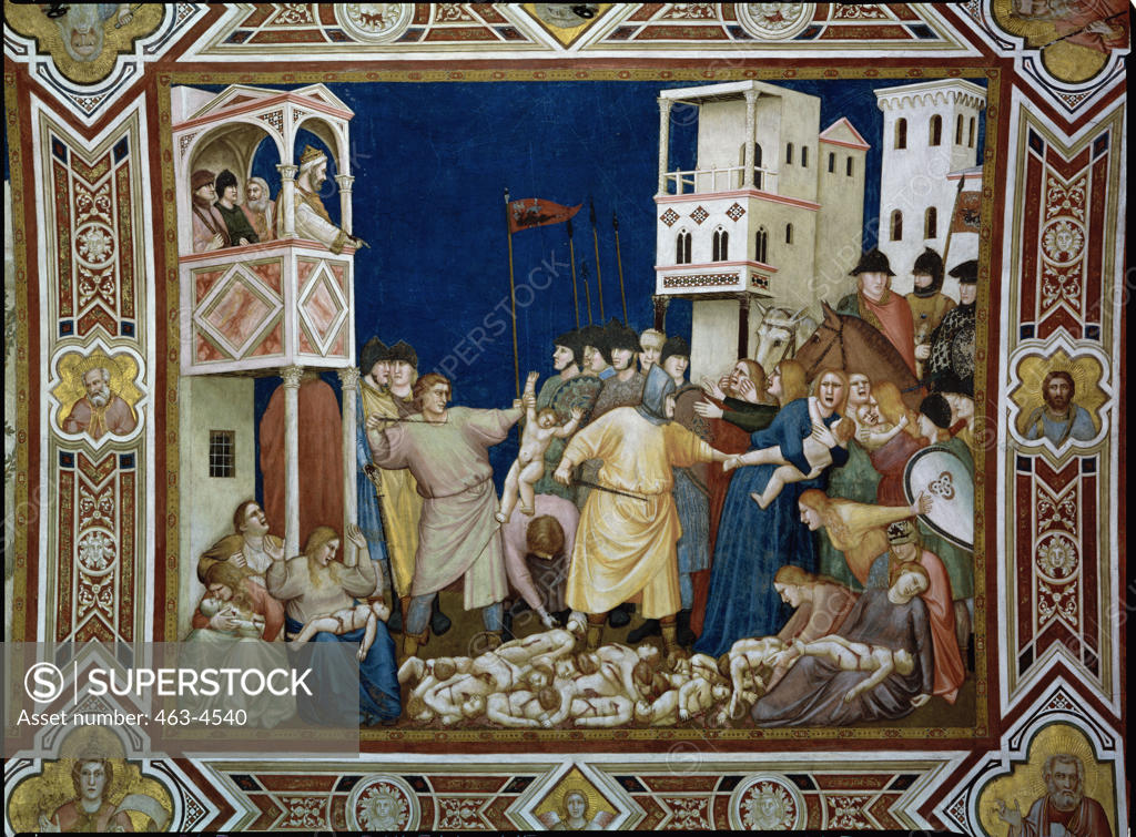 Stock Photo: 463-4540 Infanticide of Bethlehem  1315/20 Giotto (ca.1266-1337 Italian) Fresco Church of San Francesco, Assisi, Italy