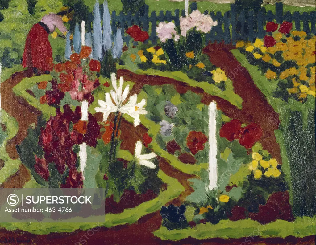 Flower Garden,  Emil Nolde,  1867-1956 German,  Oil on limewood panel,  Germany,  Essen,  Folkwang Museum,  1915