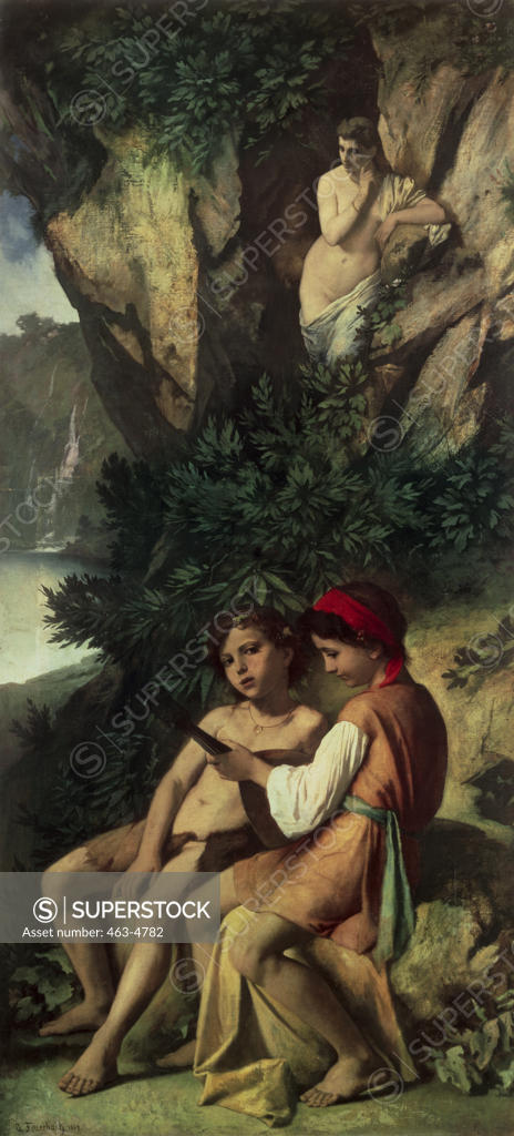 Stock Photo: 463-4782 Children Playing Lute Being Watched By A Nymph Anselm Friedrich Feuerbach (1829-1880 German) Oil On Canvas Schack-Galerie, Munich, Germany