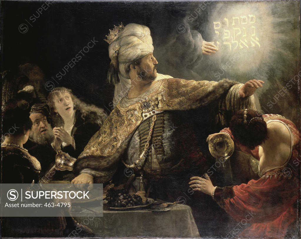 Stock Photo: 463-4795 Belshazzar's Feast  1630 Rembrandt Harmensz van Rijn (1606-1669 Dutch)  Oil on canvas National Gallery, London, England  