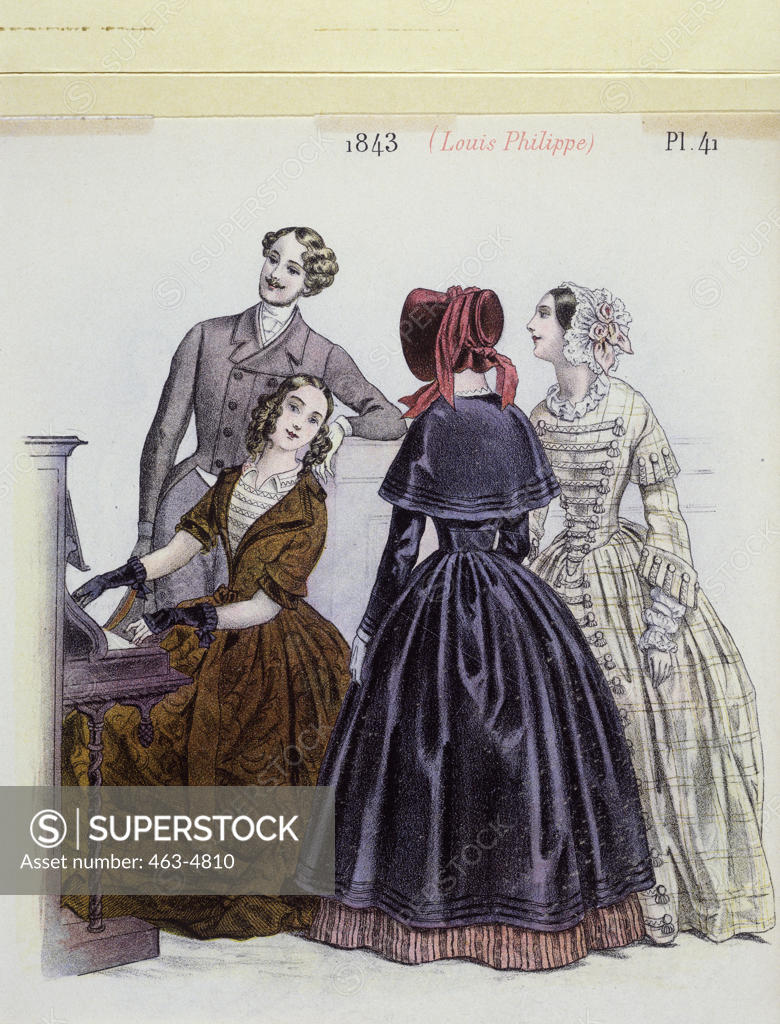 Stock Photo: 463-4810 Ladies' Fashion 1843 Artist Unknown Lithograph