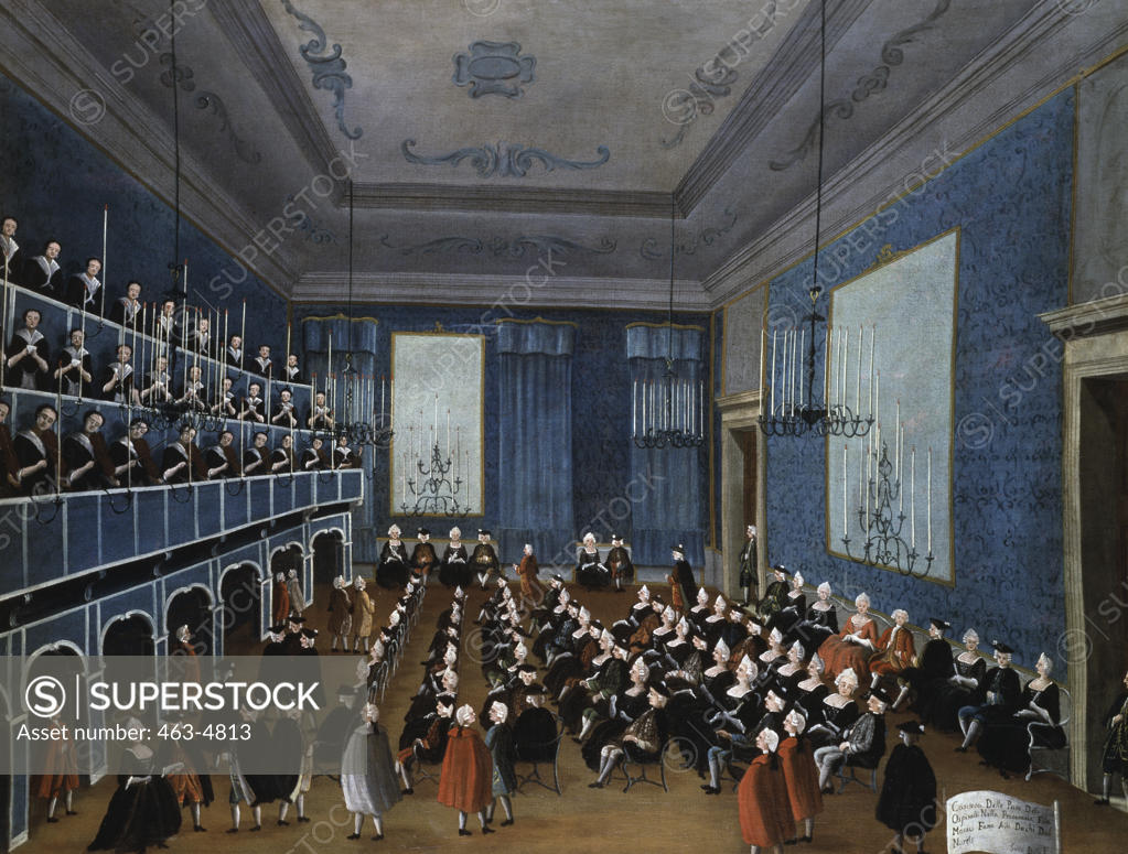Stock Photo: 463-4813 Ladies' Concert in the Hall of the "Filarmonici" 1782 Gabriele Balla Oil On Canvas Pinacoteca Querini-Stampalia, Venice, Italy