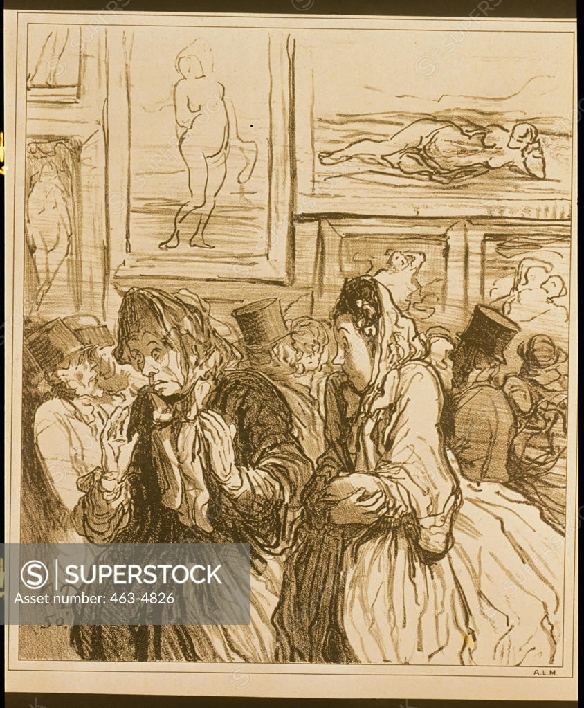 Stock Photo: 463-4826 At An Exhibition of Modern Paintings  Honore Daumier (1808-1879 French) Lithograph
