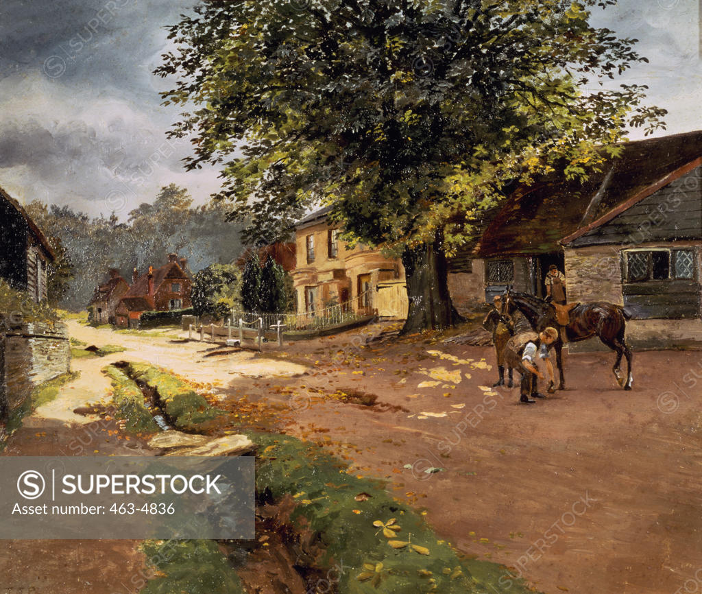 Stock Photo: 463-4836 In Front of the Blacksmith Shop,  by Thomas J. Purchas,  19th century