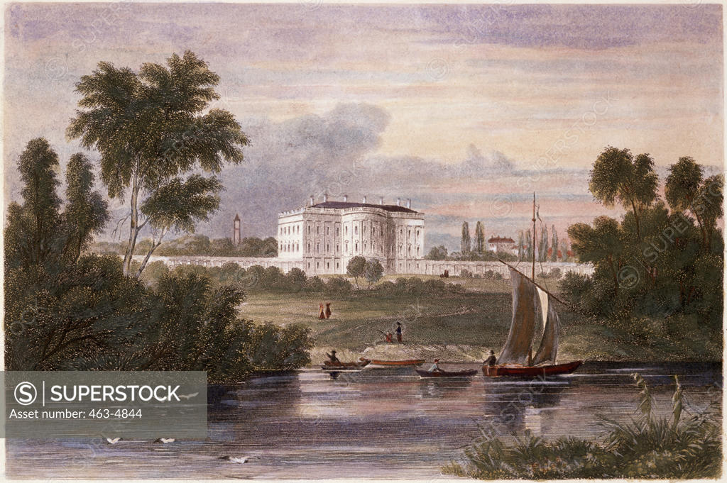 Stock Photo: 463-4844 The President's House 1850 American History Steel engraving