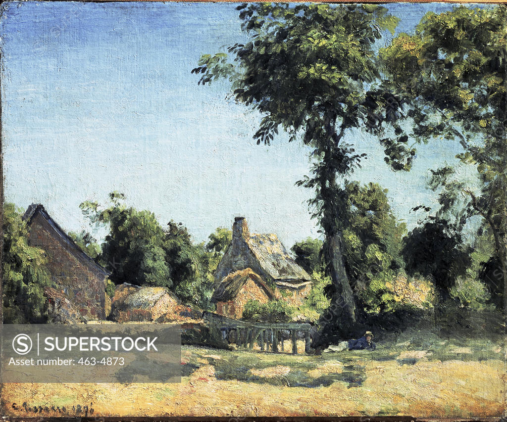 Stock Photo: 463-4873 Landscape (Village of Melleraye)  1876 Camille Pissarro (1830-1903 French) Oil on canvas Niedersaechsisches Landesmuseum, Hannover, Germany