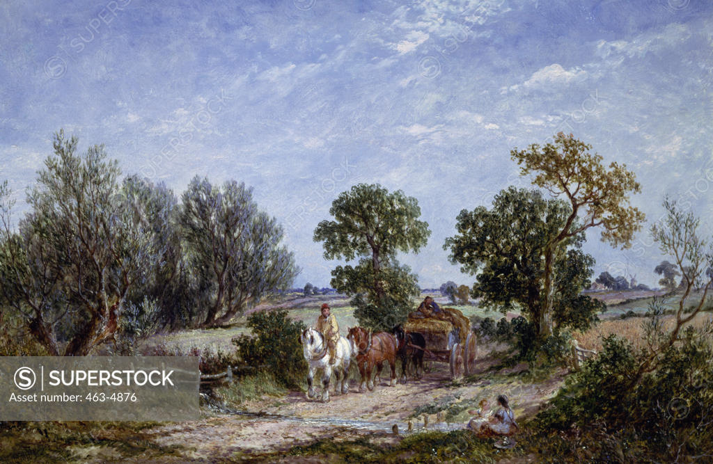 Stock Photo: 463-4876 The Hay Cart,  by James Edwin Meadows,  1853-1975 British,  1876