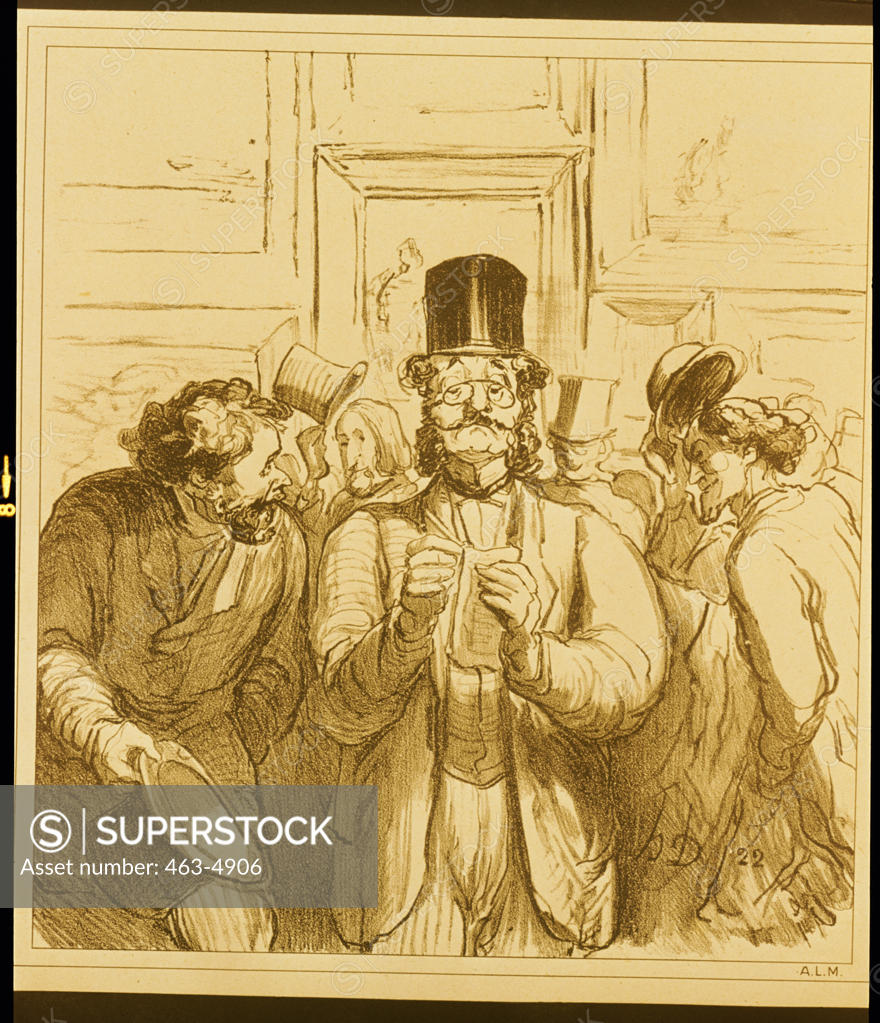 Stock Photo: 463-4906 The Omnipotent Art Critic  19th C. Honore Daumier (1808-1879 French) Lithograph