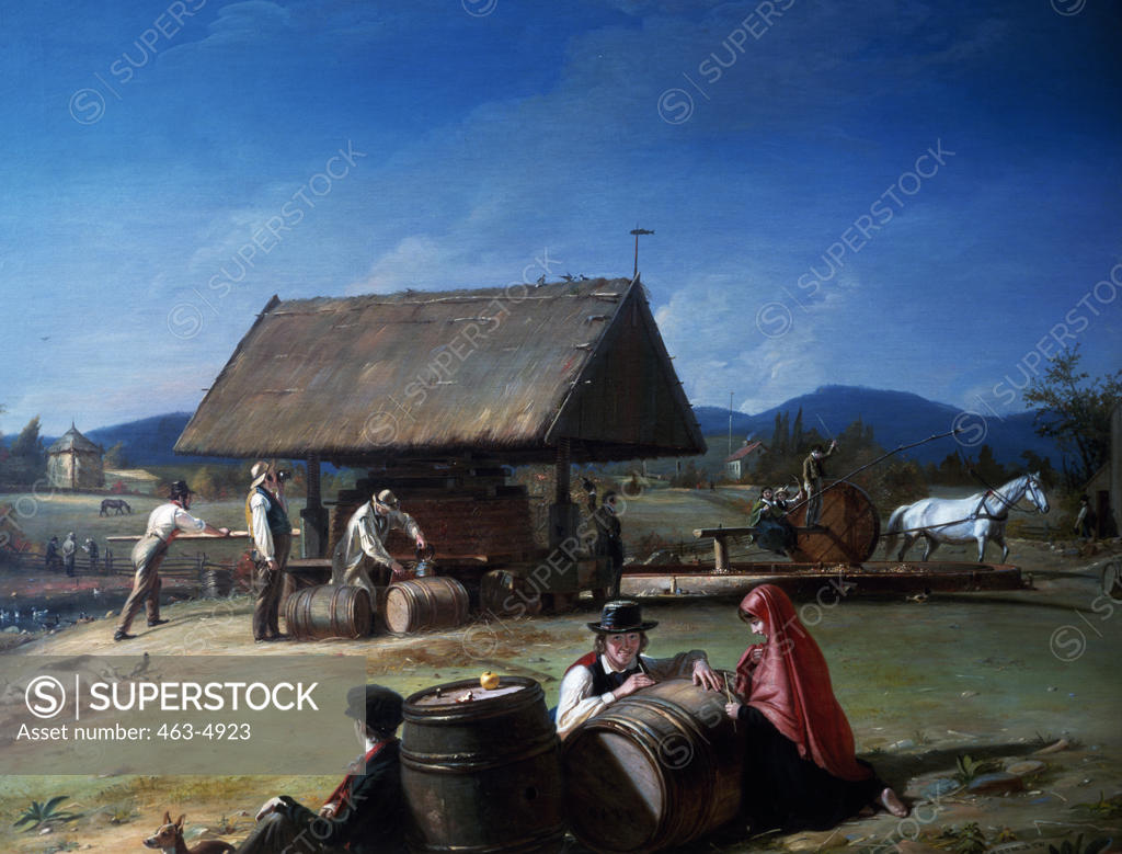 Stock Photo: 463-4923 Cider Making,  William Sidney Mount,  1807-1868 American,  oil on canvas,  USA,  New York State,  New York City,  Metropolitan Museum of Art,  1841