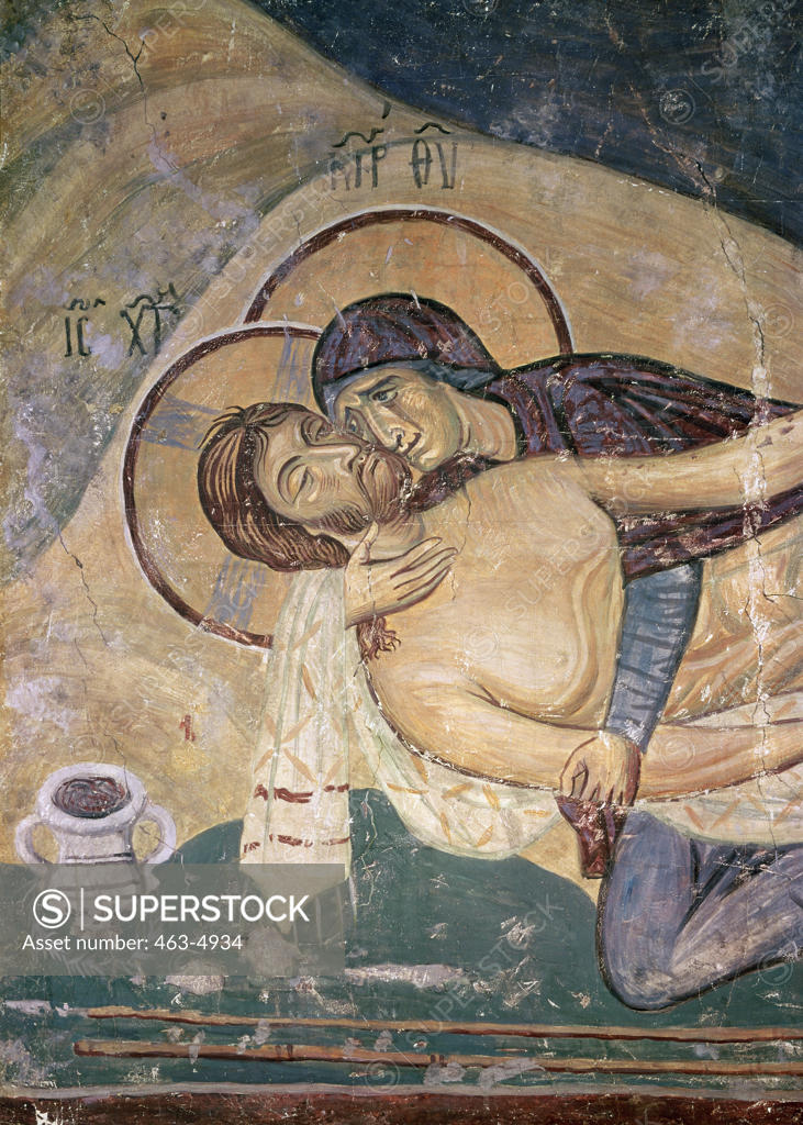 Stock Photo: 463-4934 Mourning Over Christ 1164 Artist Unknown St. Pantelemons Church, Skopje, Macedonia