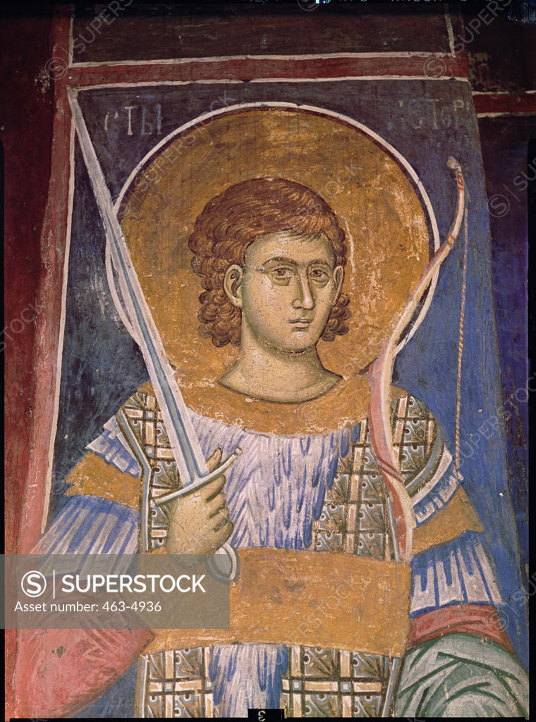 Stock Photo: 463-4936 Saint Nestor c. 1340 Icons Wall Painting