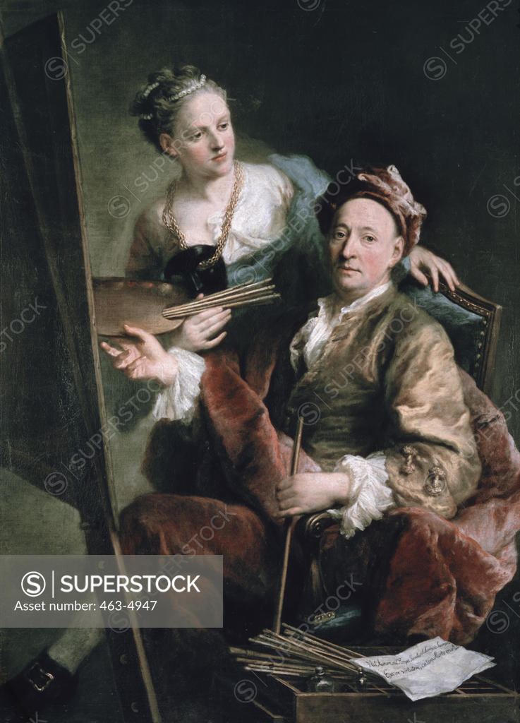 Stock Photo: 463-4947 Self-portrait With Daughter Maria Antonia 1760 George de Marees (1697-1776 Swedish) Oil On Canvas Bavarian National Museum, Munich, Germany