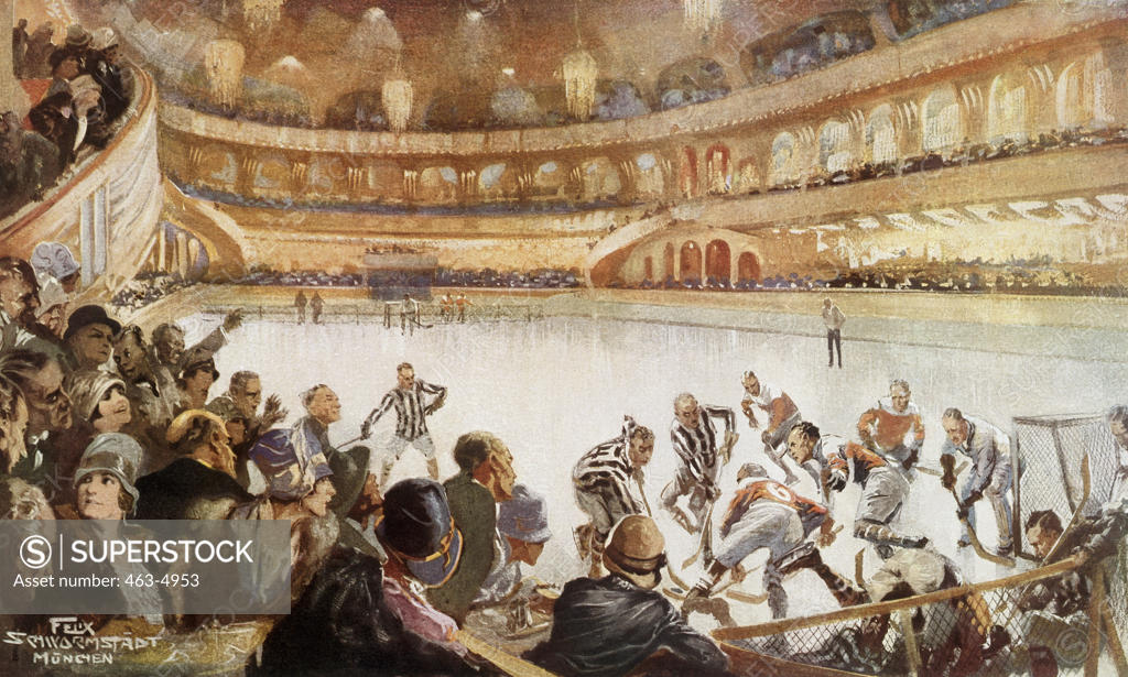 Stock Photo: 463-4953 Ice Hockey Competition 1920 Felix Schwornstadt (b.1870) 
