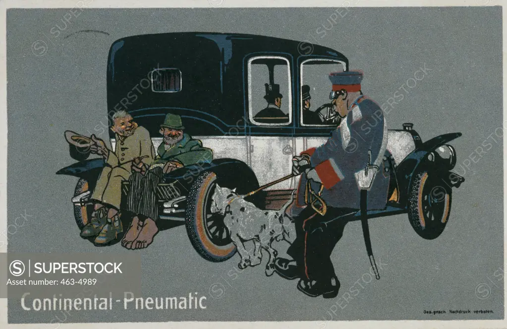 Continental - Pneumatic  1917 Artist Unknown Color Lithograph