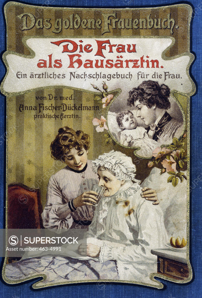 Stock Photo: 463-4991 The Woman as Family Doctor,  nostalgia cards,  lithograph,  1903