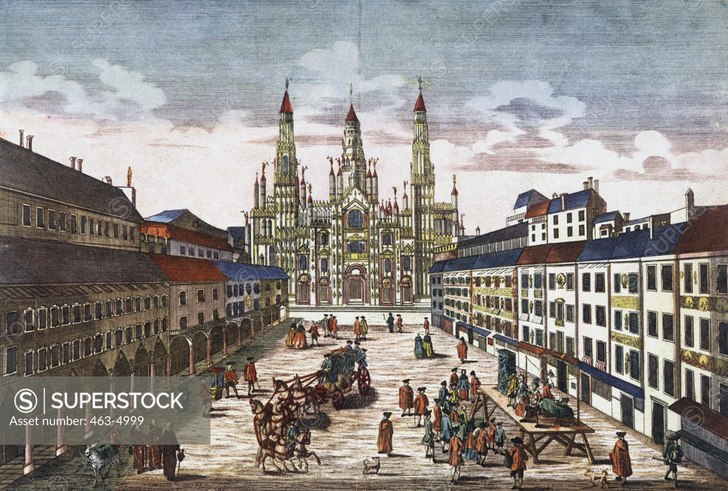 Stock Photo: 463-4999 View Of Front Of Cathedral Of Milano 1750 Georg Balthasar Probst (18th Century German) Gilt Copper