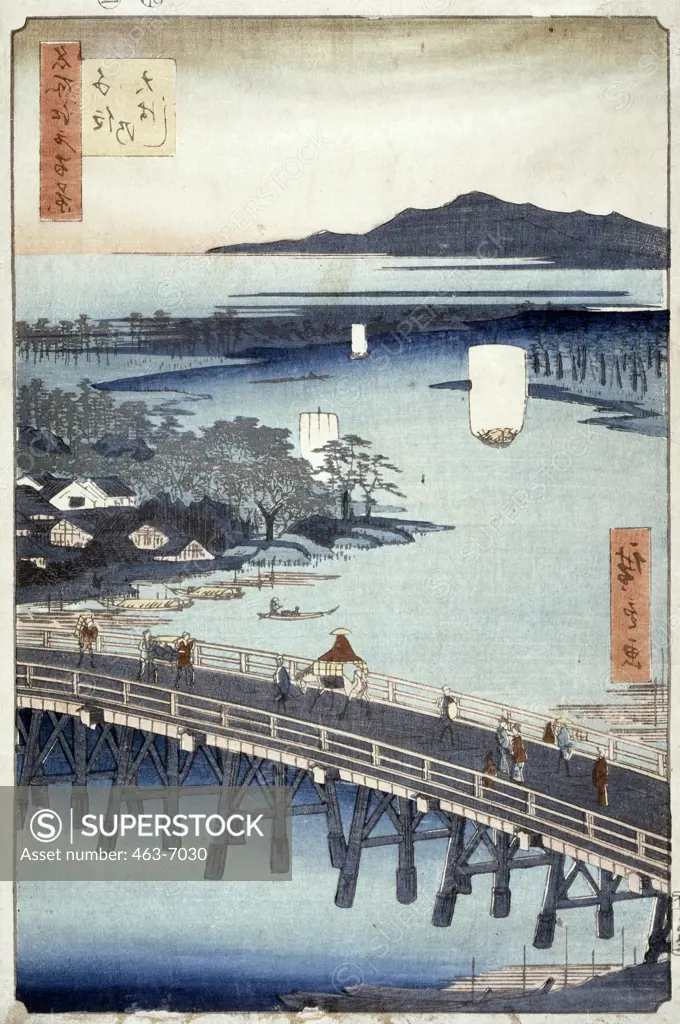 The Big Bridge of Edo Ando Hiroshige (1797-1858 Japanese) Colored wood engraving