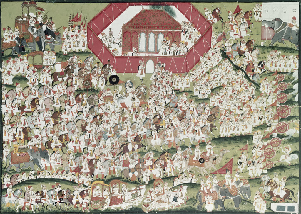 Battle Scene (Indian-Persian Book Illustration Of The Mogul-Age) 17th Century Indian Art Illustration Free Library, Philadelphia, PA, USA