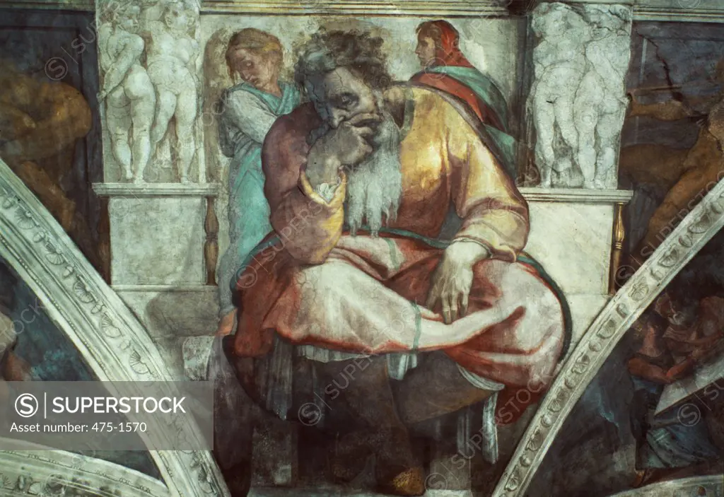Prophet Jeremiah, From the Sistine Chapel Michelangelo Buonarroti 1475-1564  Florentine Sistine Chapel, Vatican, Rome 