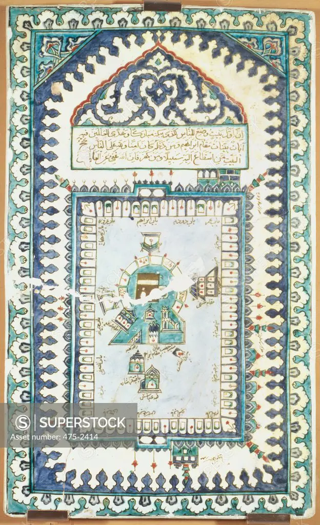 Iznik Tile With A Representation Of Mecca 17th Century Artist Unknown (Islamic) Ceramic Musee du Louvre, Paris, France