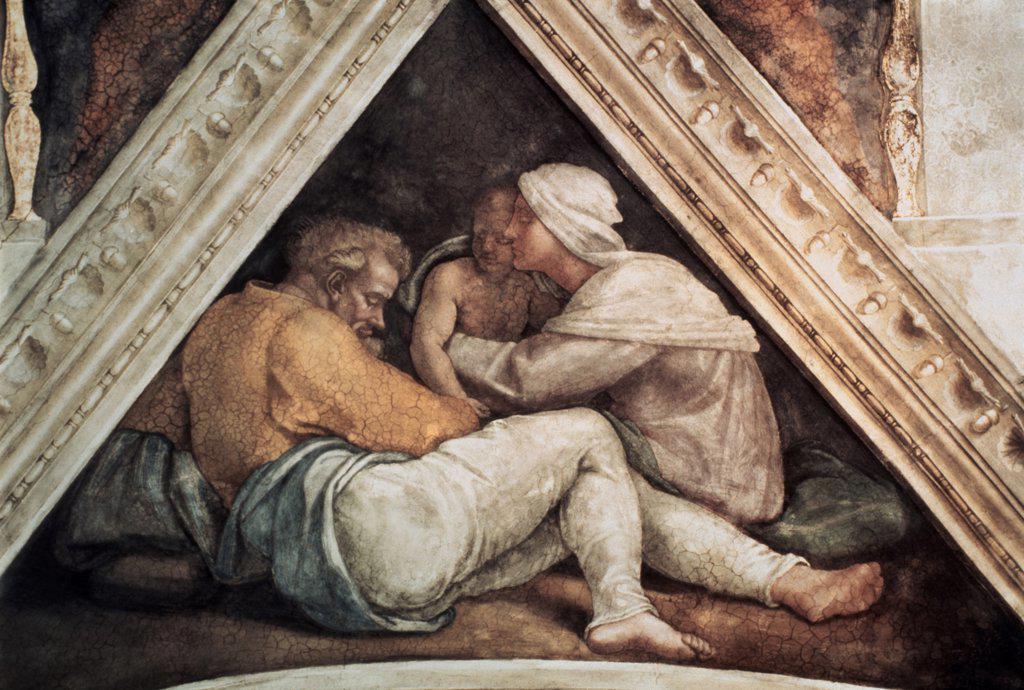 The Ancestors Of Christ: Sistine Chapel Detail Michelangelo Buonarroti (1475-1564 Italian) Sistine Chapel, Vatican City