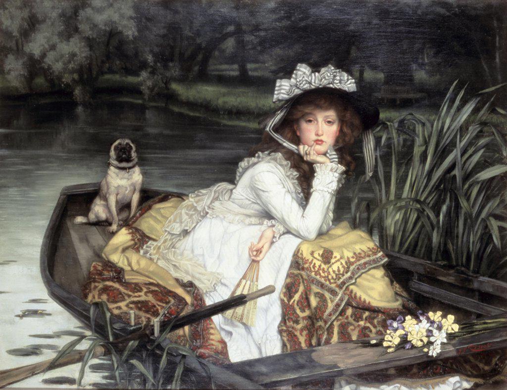Young Woman in a Boat (or Reflections) James Tissot (1836-1902 French) Private Collection 