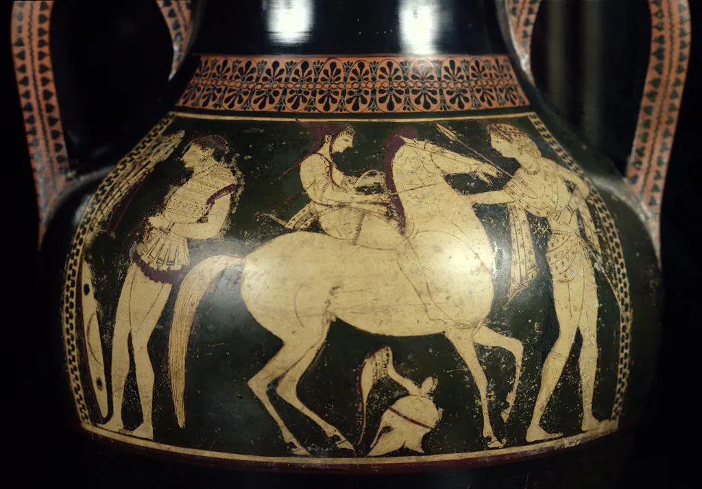 Attic White-Figure Amphora Depicting Amazons Preparing For Battle C.525-520 BC Andokides Painter (attr. to)(Greek) Ceramic Musee du Louvre, Paris, France