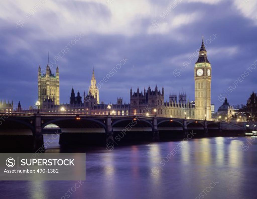 Stock Photo: 490-1382 Big Ben Houses of Parliament Westminster Bridge London, England