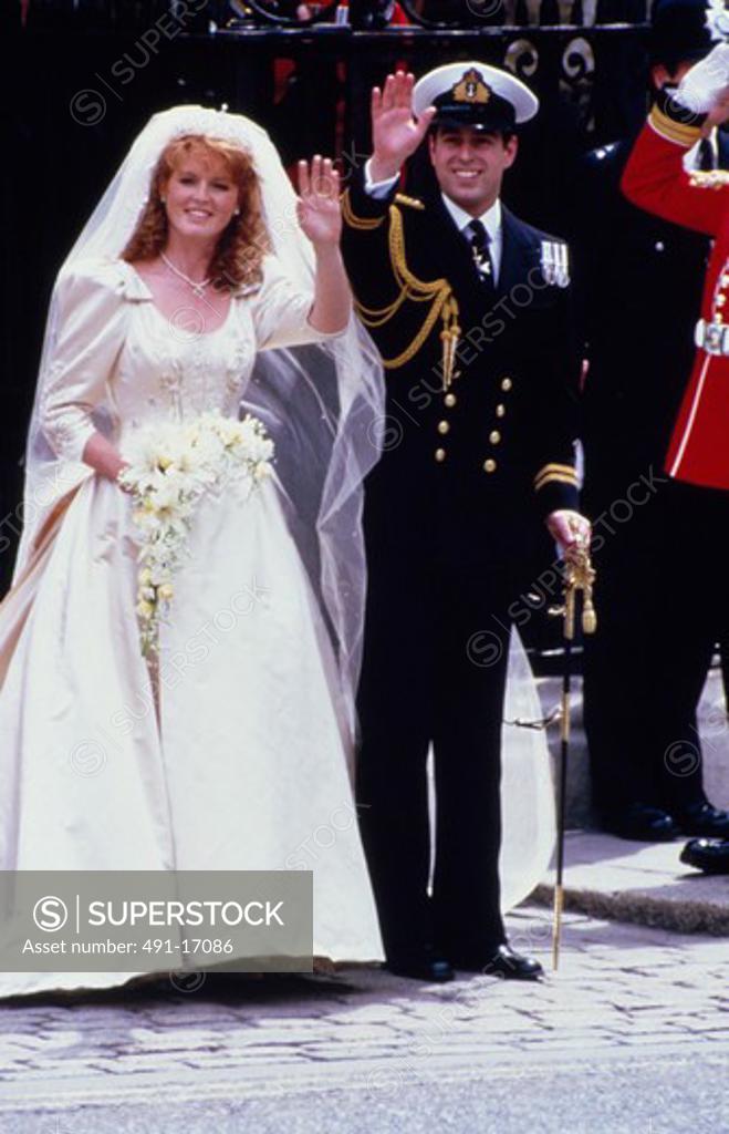 Stock Photo: 491-17086 Prince Andrew and Sarah Ferguson, Royal Wedding, July 23, 1986