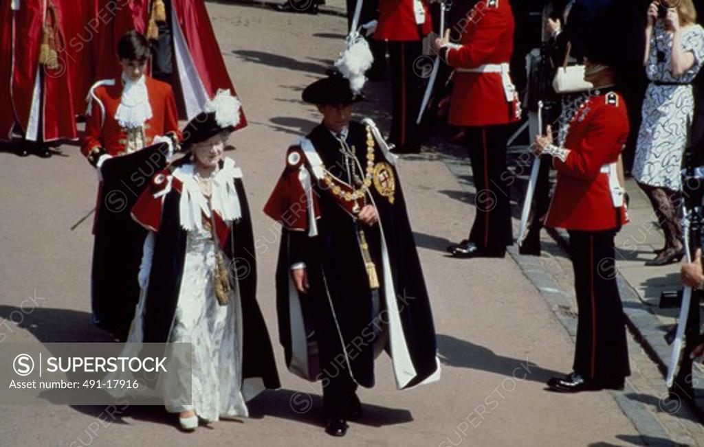 Stock Photo: 491-17916 Prince Charles and Queen Mother, Garter Ceremony, 1987