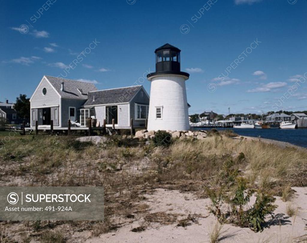Stock Photo: 491-924A Lewis Bay Replica Lighthouse Hyannis Massachusetts USA