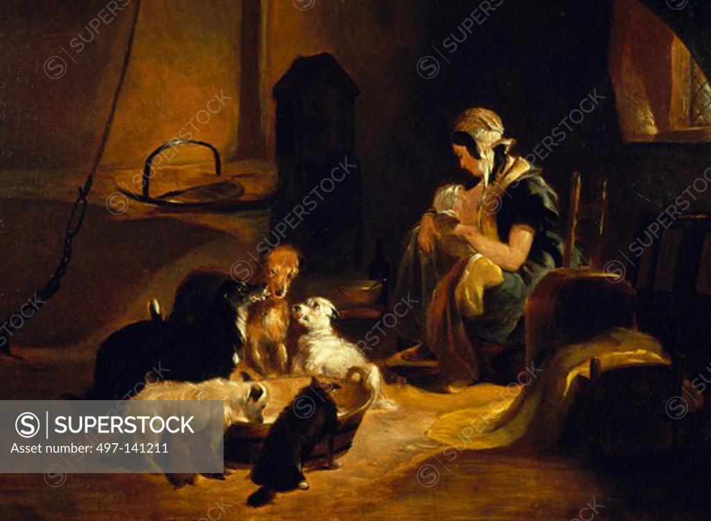 Stock Photo: 497-141211 Mother and Child Edwin Henry Landseer  (1802-1873/British) 