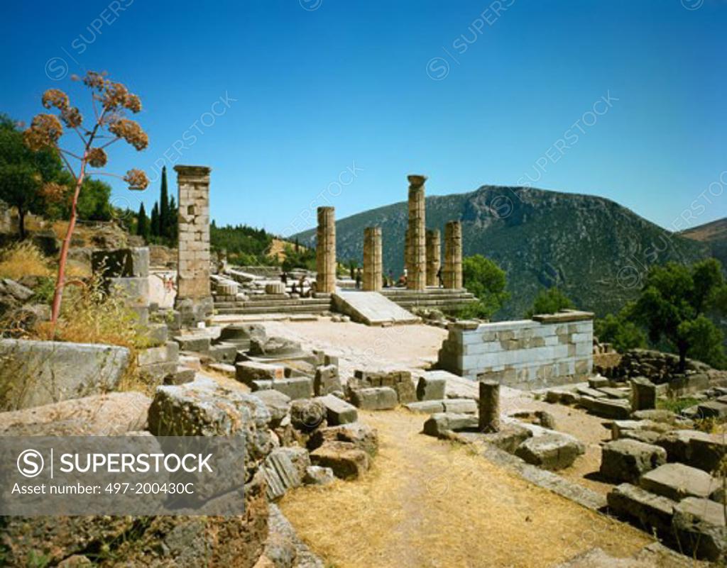Stock Photo: 497-200430C Temple of Apollo Delphi Greece