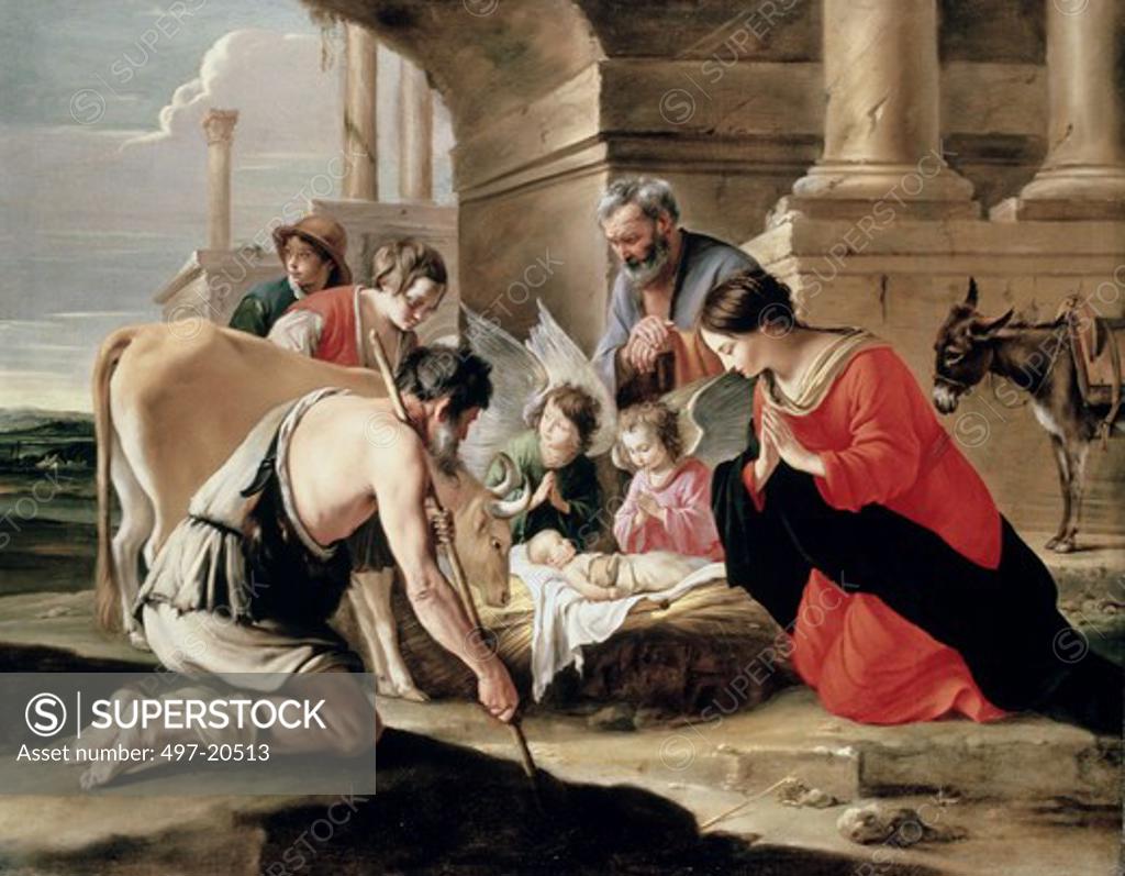 Stock Photo: 497-20513 Adoration of the Shepherds  Louis Le Nain (ca.1593-1648 French) 