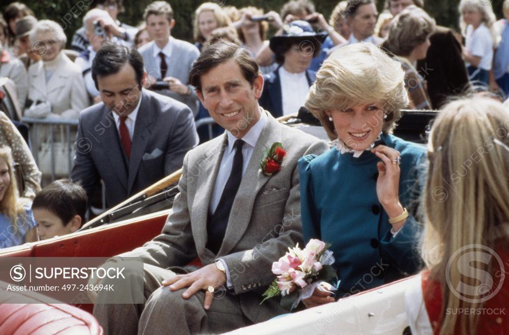 Stock Photo: 497-243694K Prince & Princess of Wales, Visited St. Columbs, Cornwall, England 27.5.83