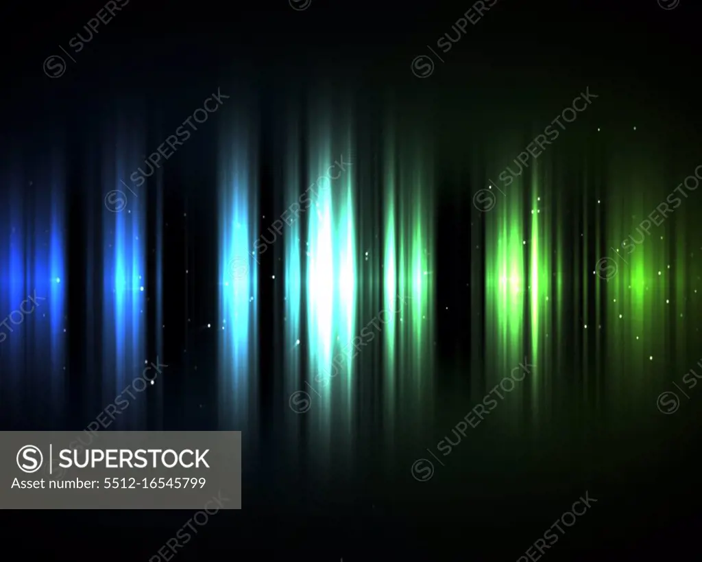 Background of blue and green lights in the dark